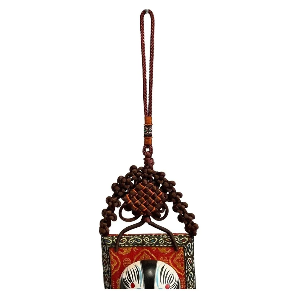 Chinese Opera Mask Wall‎ Hanging Decor with Tassel Fabric Frame
